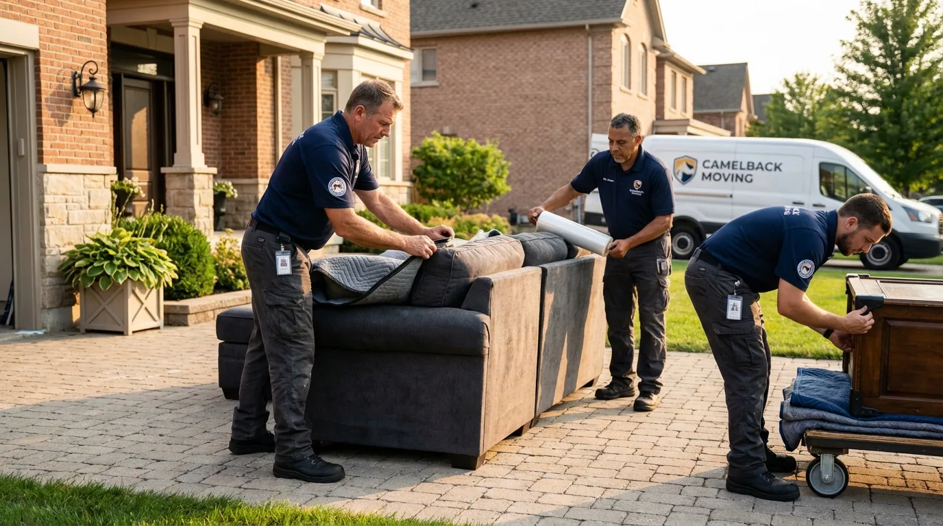 Large estate moving crew wrapping furniture in Felton, DE