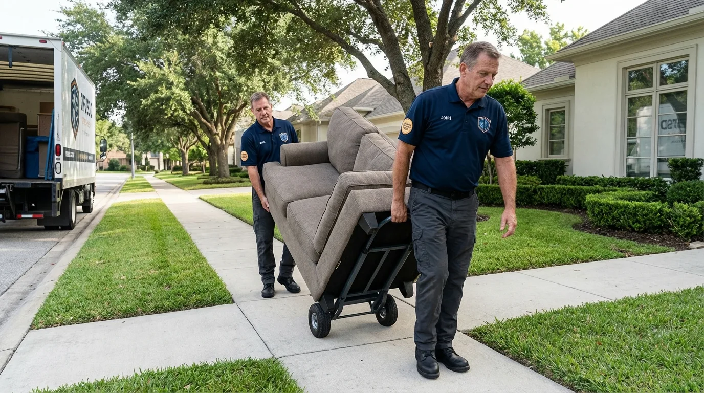 Local residential moving crew loading furniture in Felton, DE